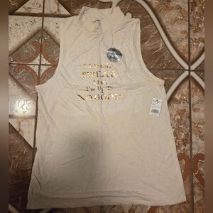 Cream Sleeveless Graphic Top
